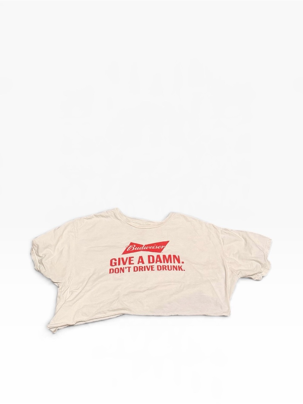 Budweiser Cream Crop Tee with Red Logo